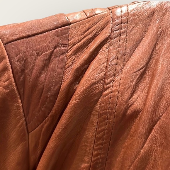 Vintage Bagatelle Brown lightweight leather moto jacket, size 8 - Picture 5 of 12